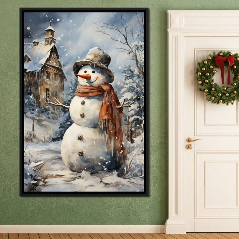 Christmas Snowman Canvas Wall Art