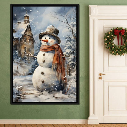 Christmas Snowman Canvas Wall Art