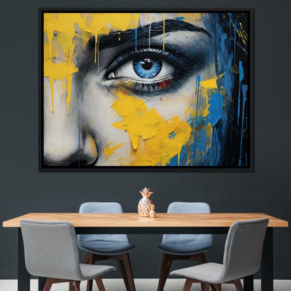 Blue Yellow Urban Graffiti Eye Canvas Wall Art