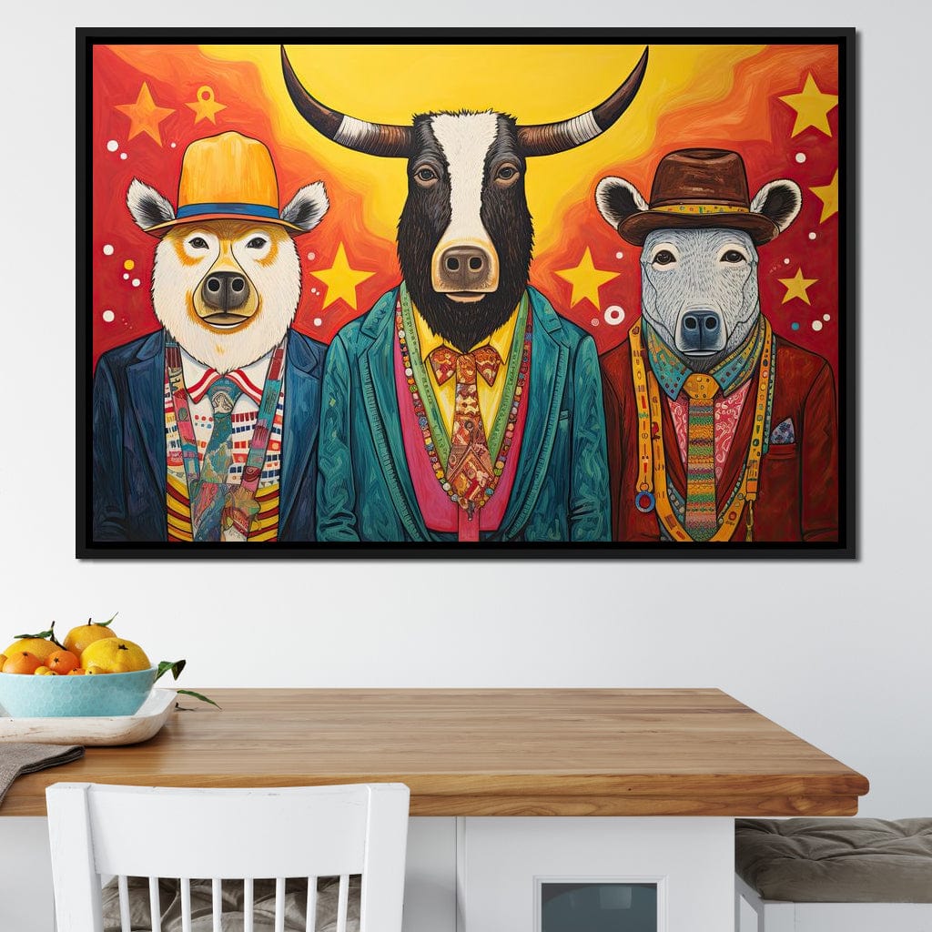 Dapper Wild Trio of Animals Canvas Wall Art