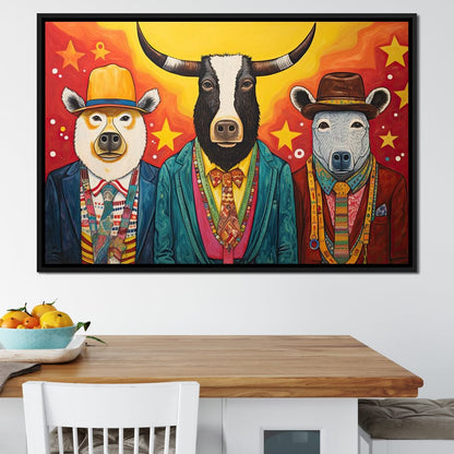 Dapper Wild Trio of Animals Canvas Wall Art