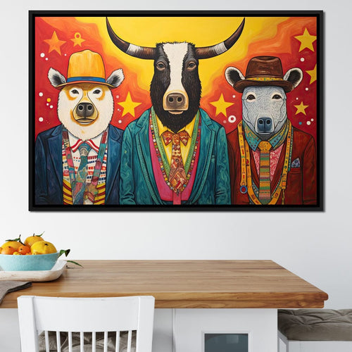 Dapper Wild Trio of Animals Canvas Wall Art
