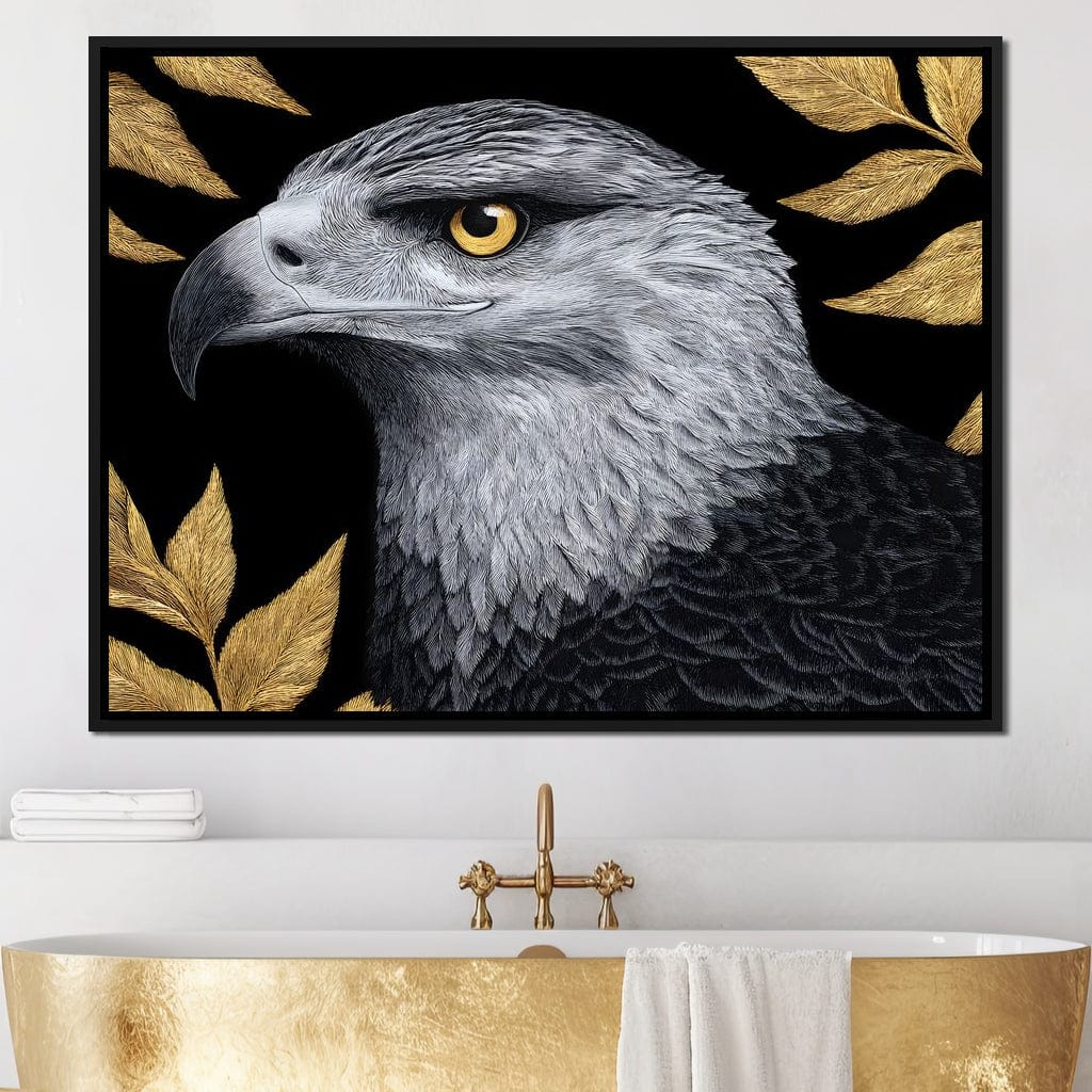 Majestic Sentinel Golden Leaves Canvas Wall Art