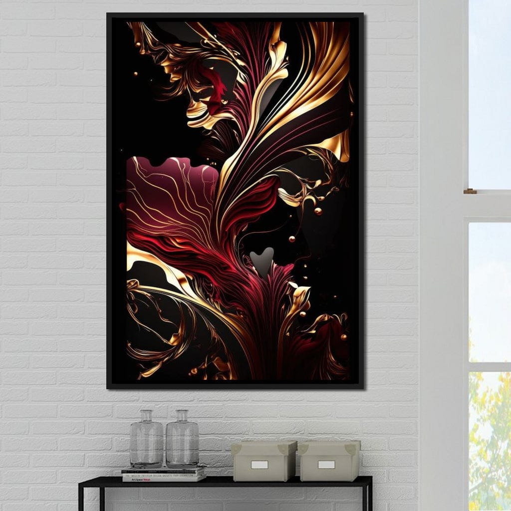 The Marble-Lux Collection: Dark Red & Vibrant Gold 02 Canvas Wall Art