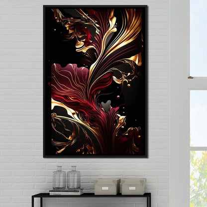 The Marble-Lux Collection: Dark Red & Vibrant Gold 02 Canvas Wall Art