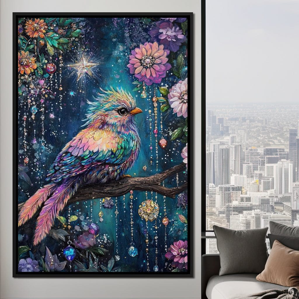 Enchanted Birdsong Night Tapestry Canvas Wall Art