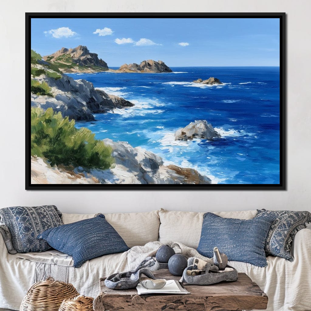 Rocky Coastline Ocean View Oil Painting Canvas Wall Art