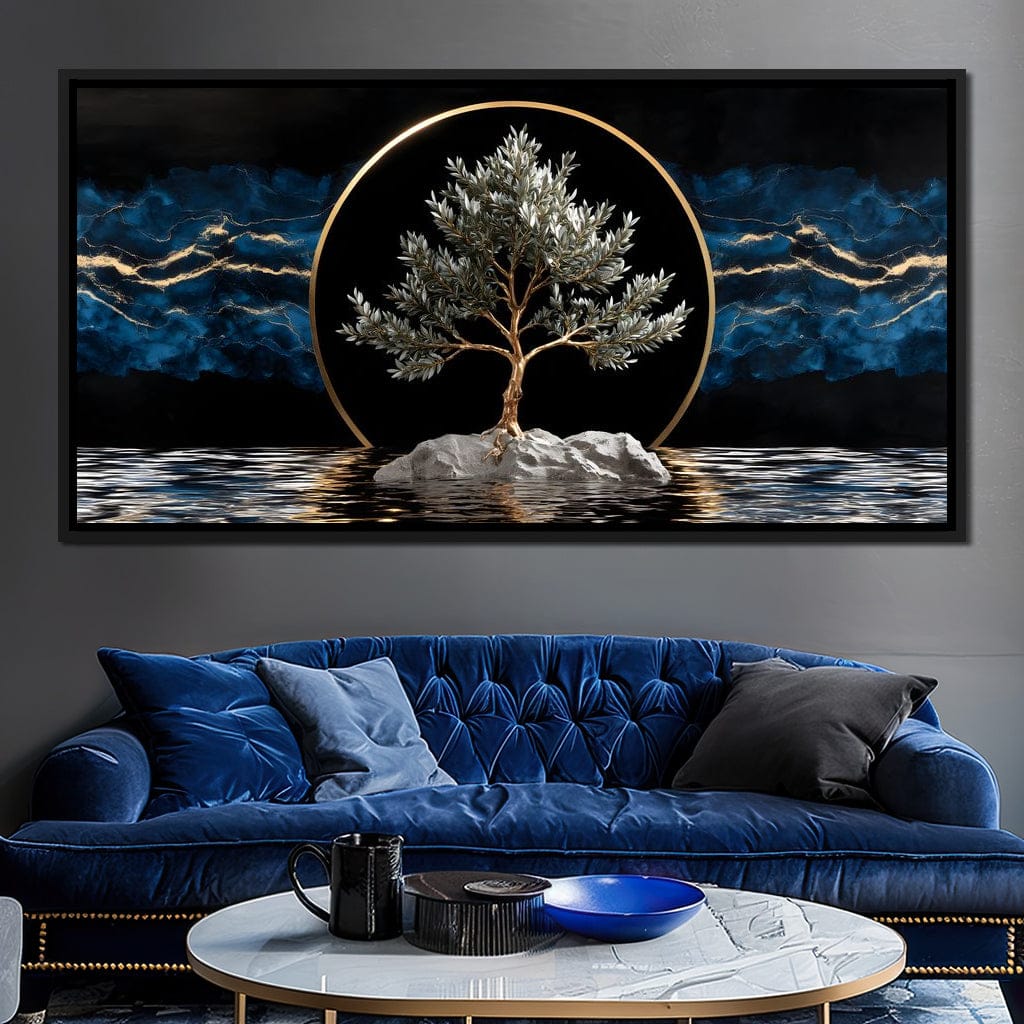 Golden Olive Tree Halo Reflection Canvas Wall Art