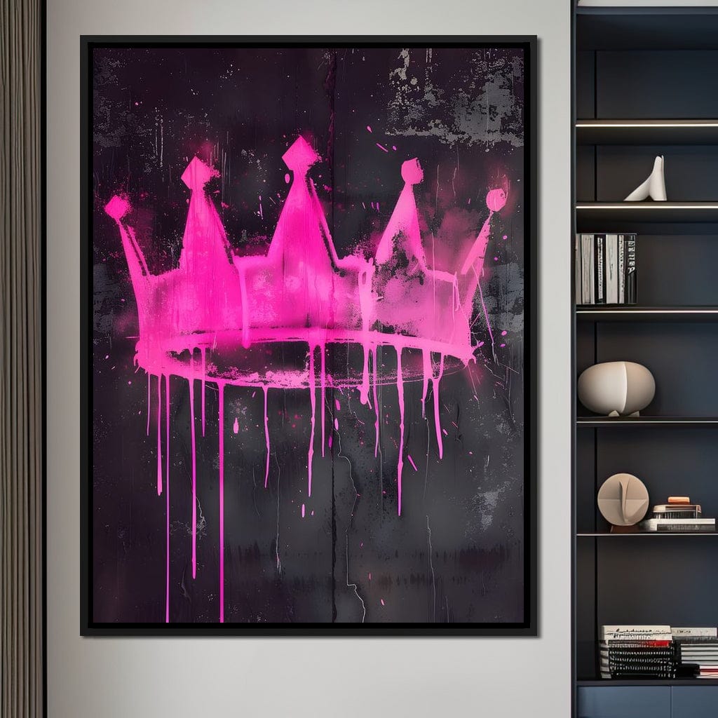 Pink Crown Graffiti Canvas Wall Art