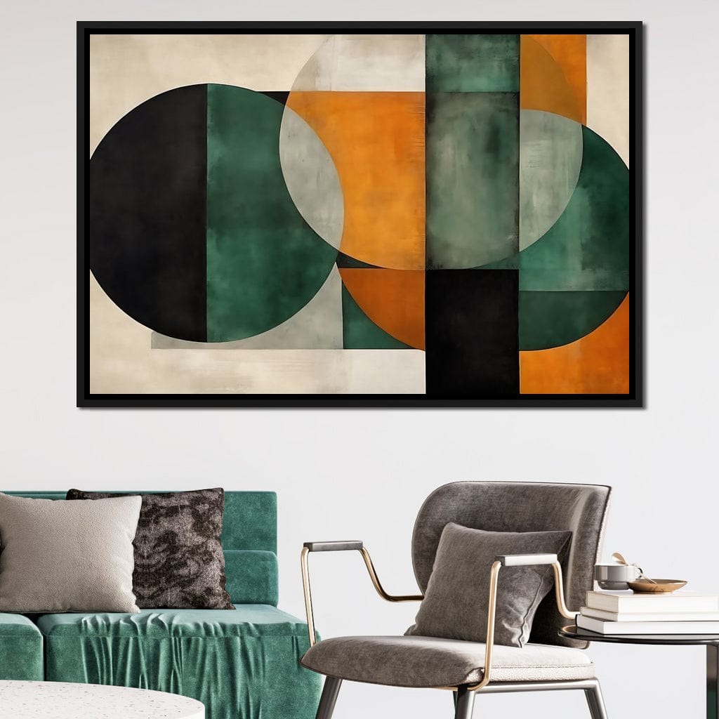 Geometric Ochre Jade Balance Canvas Wall Art