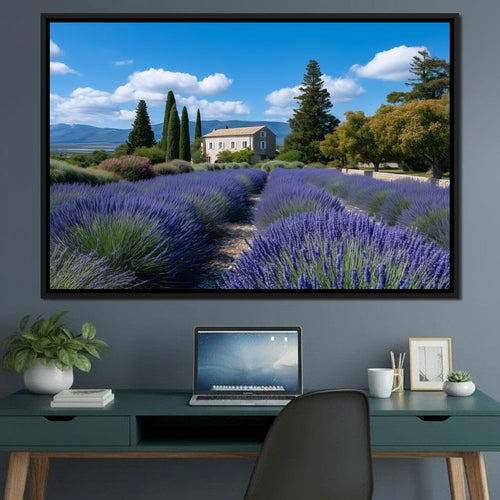Provence Lavender Farmhouse Sky Canvas Wall Art
