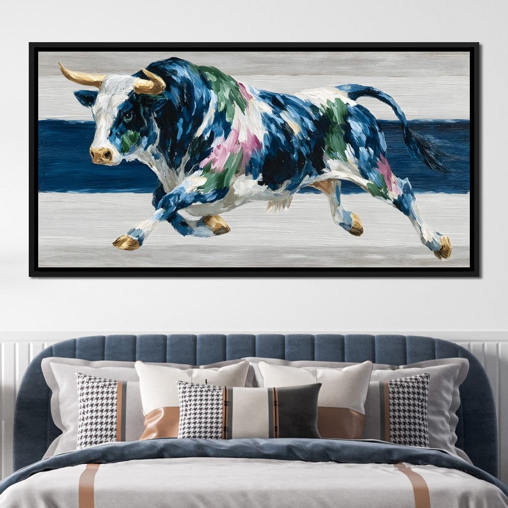 Charging Bull Color Fusion Canvas Wall Art