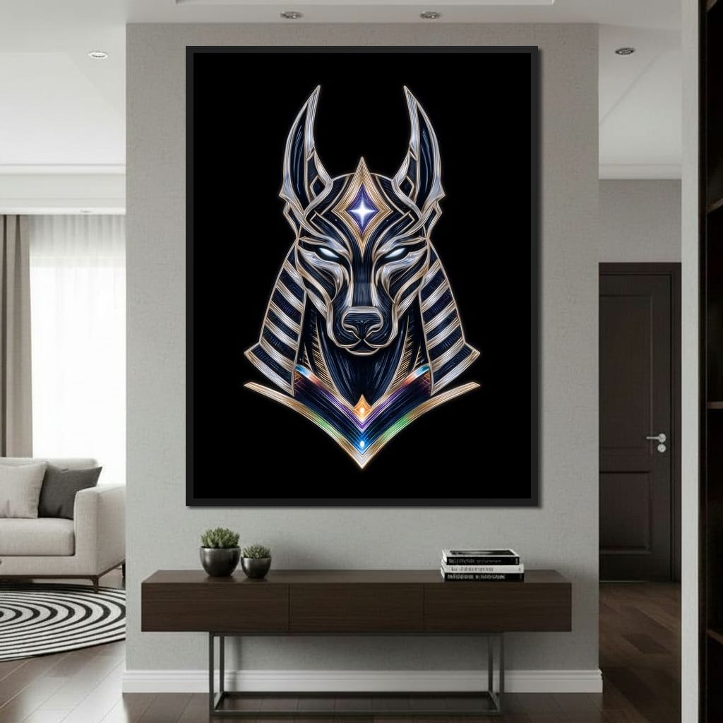 Celestial Anubis Guardian Canvas Wall Art