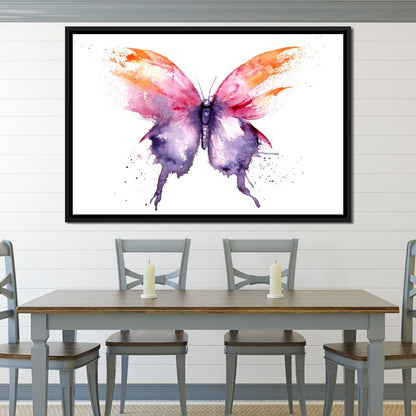 Watercolor Tricolor Butterfly Canvas Wall Art