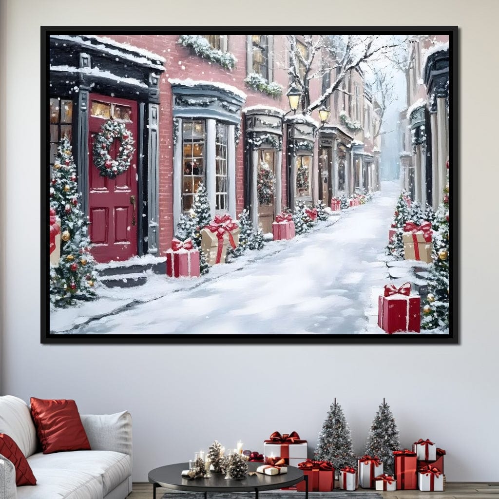 Snowy Carol Lane Holiday Cheer Canvas Wall Art