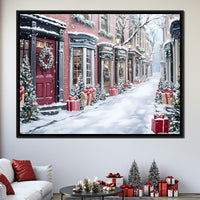 Snowy Carol Lane Holiday Cheer Canvas Wall Art