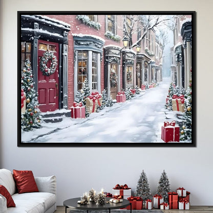 Snowy Carol Lane Holiday Cheer Canvas Wall Art