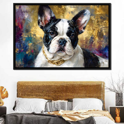 Golden French Bulldog Portrait Canvas Wall Art