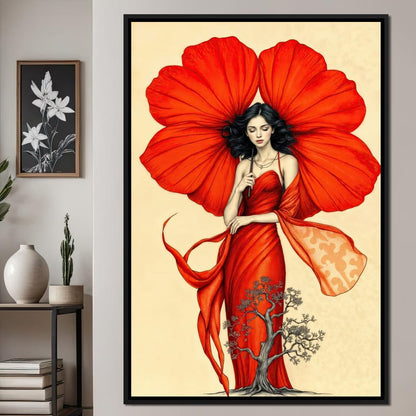 Rooted in Scarlet Canvas Wall Art