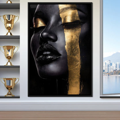 Golden Elegance Unveiled Canvas Wall Art