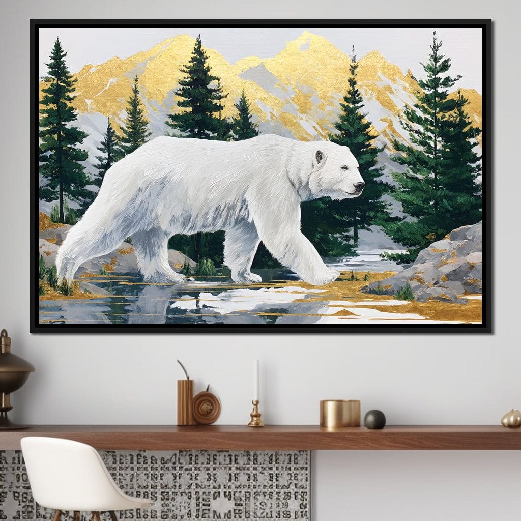 Majestic Polar Bear Wilderness Stroll Canvas Wall Art