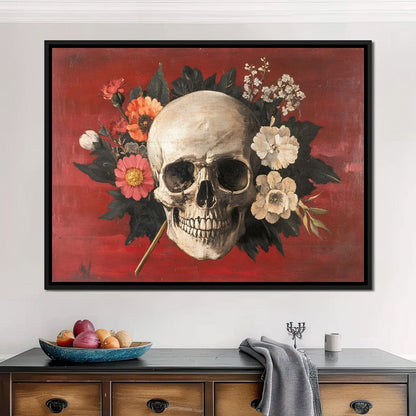 Skull and Floral Reverie Canvas Wall Art