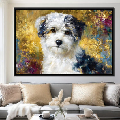 Golden Garden Puppy Canvas Wall Art