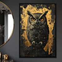 Golden Nocturnal Owl Canvas Wall Art