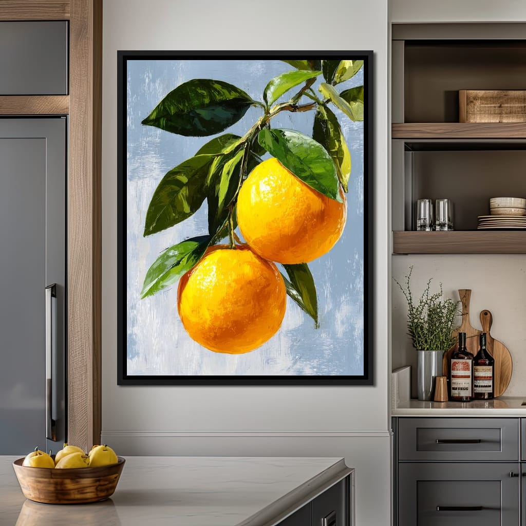 Sunlit Oranges On Branch Canvas Wall Art