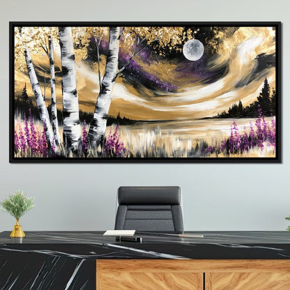 Golden Solstice Over The Purple Wilds Canvas Wall Art