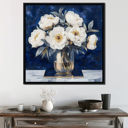 Peony Elegance Midnight Blooms Canvas Wall Art