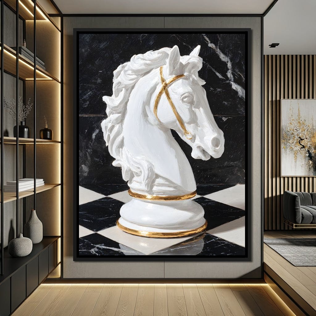 Gilded Knight on Marble Board Canvas Wall Art