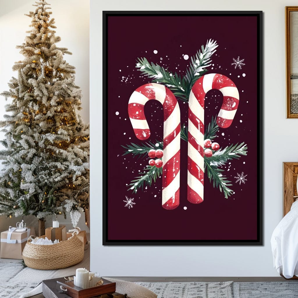 Candy Cane Christmas Treat Canvas Wall Art