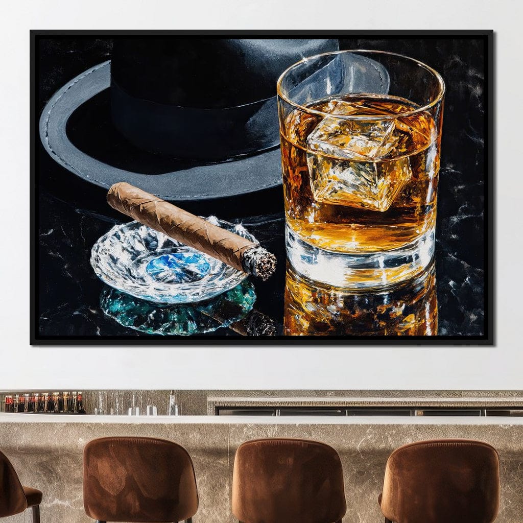 Whiskey Night Silhouette Canvas Wall Art