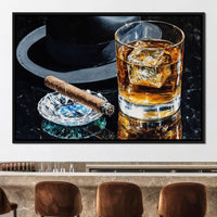 Whiskey Night Silhouette Canvas Wall Art