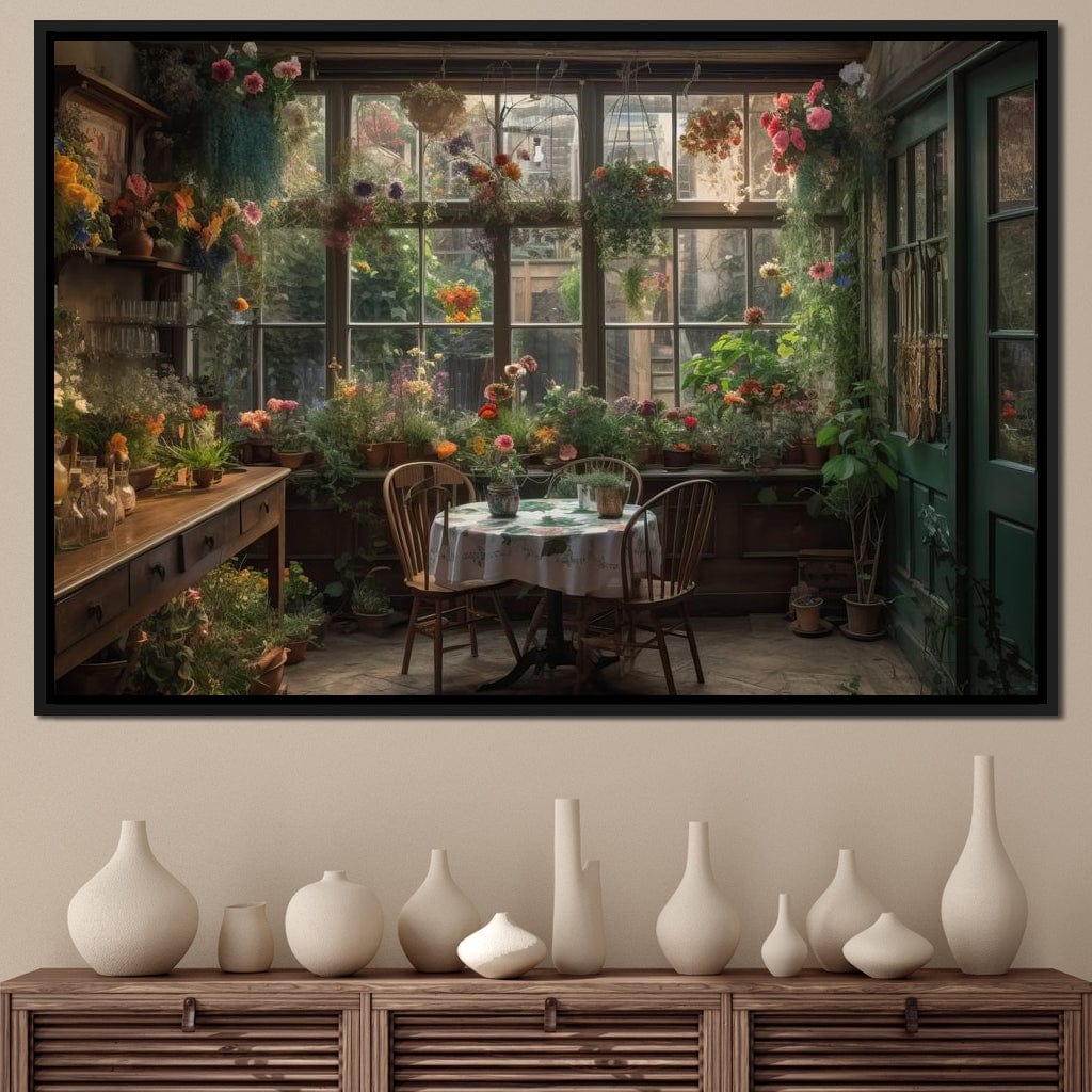 Backyard Floral Kitchen Canvas Wall Art