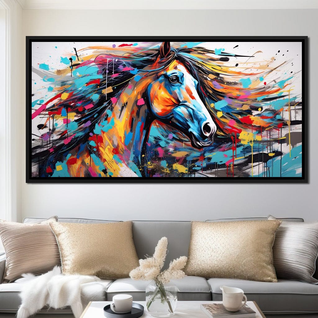 Vibrant Equine Mosaic Canvas Wall Art