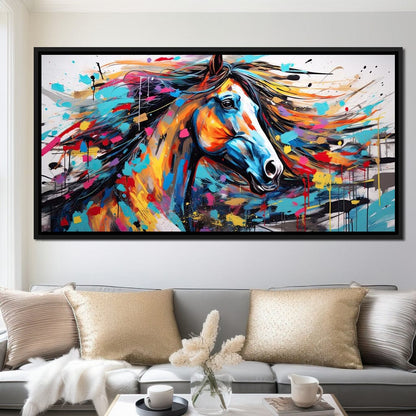 Vibrant Equine Mosaic Canvas Wall Art