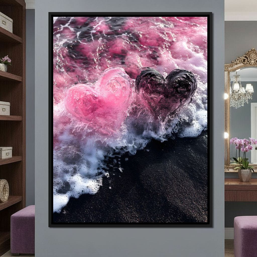 Rose Quartz Hearts Tide Canvas Wall Art