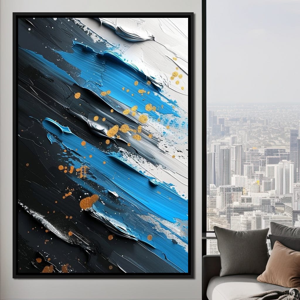 Sapphire Strokes Gold Specks 2 Canvas Wall Art
