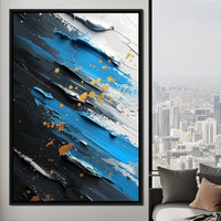 Sapphire Strokes Gold Specks 2 Canvas Wall Art