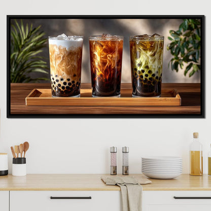 Swirling Bubble Tea Trio Canvas Wall Art