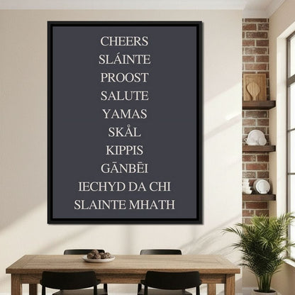 Global Cheers Multilingual Toast Canvas Wall Art