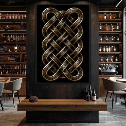 Ancient Norse Gold Metal Interlace Canvas Wall Art