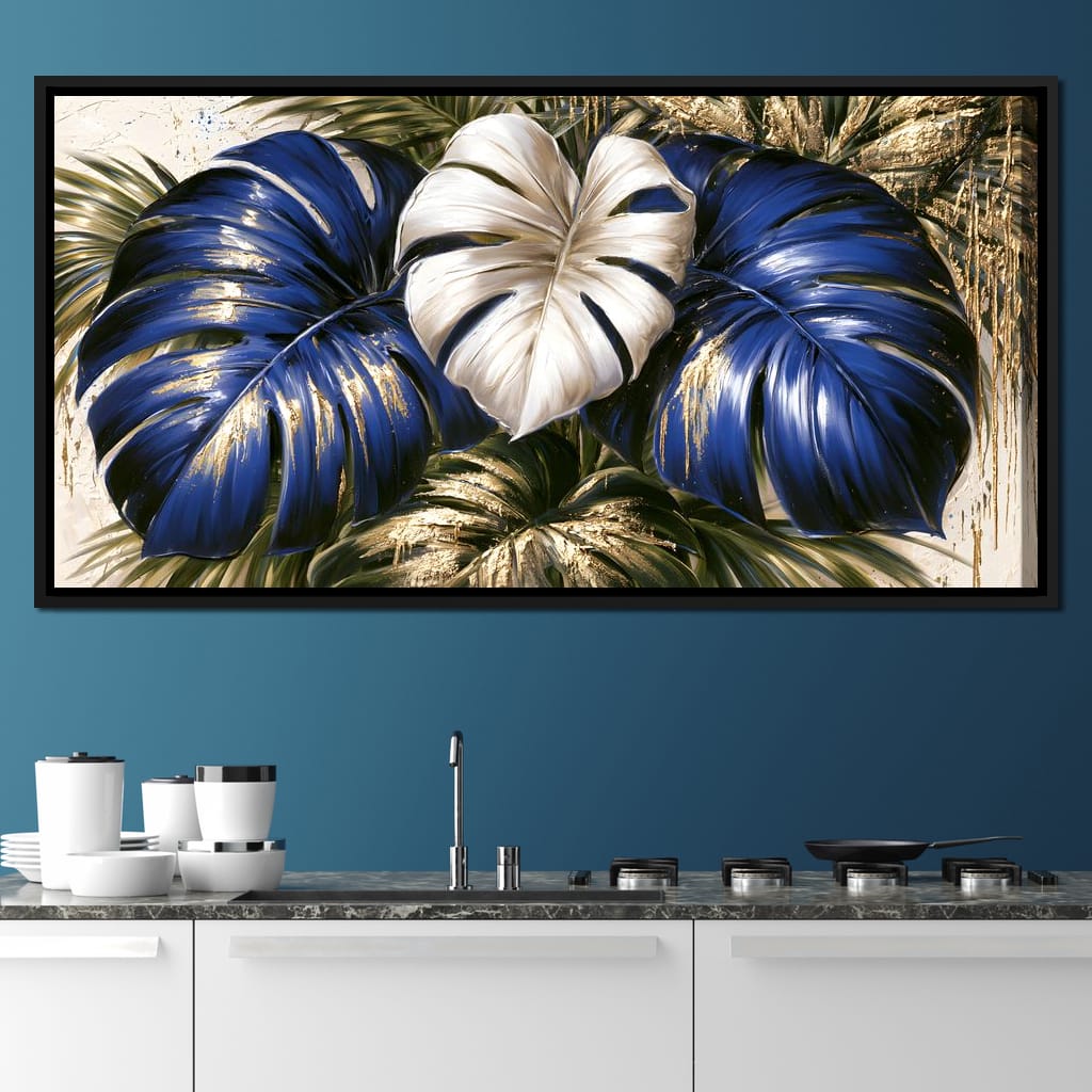 Gilded Foliage Under Midnight Light Canvas Wall Art