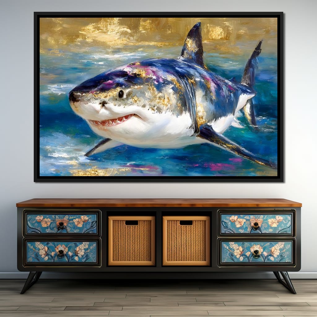 Gilded Great White Hunter Canvas Wall Art