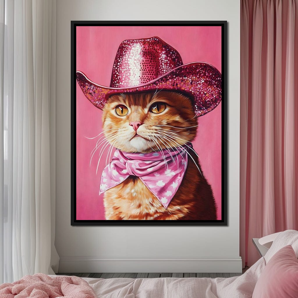 Pink Rodeo Cat Swagger Canvas Wall Art