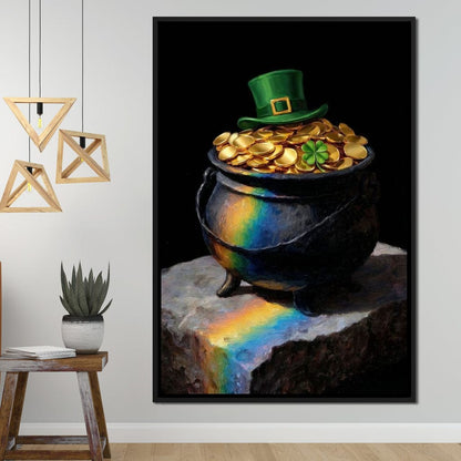 Leprechaun Gold Pot Luck Canvas Wall Art