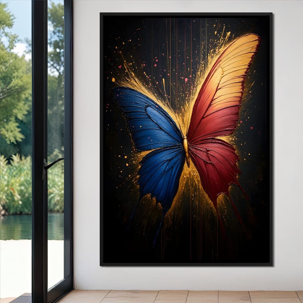 Red & Blue Butterfly Canvas Wall Art