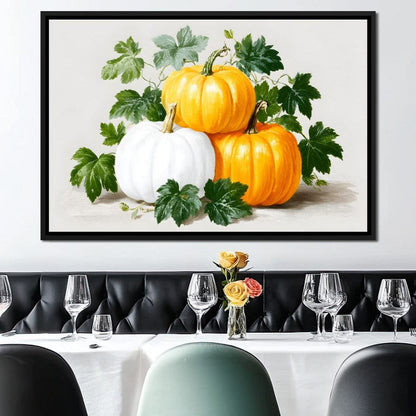 Harvest Pumpkin Trio Botanical Canvas Wall Art